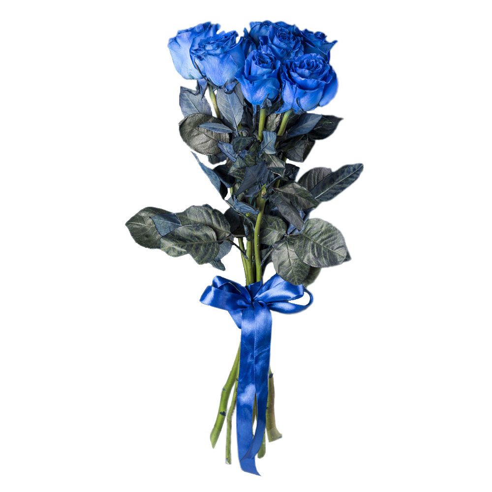 Букет из 7 синих роз 70 см