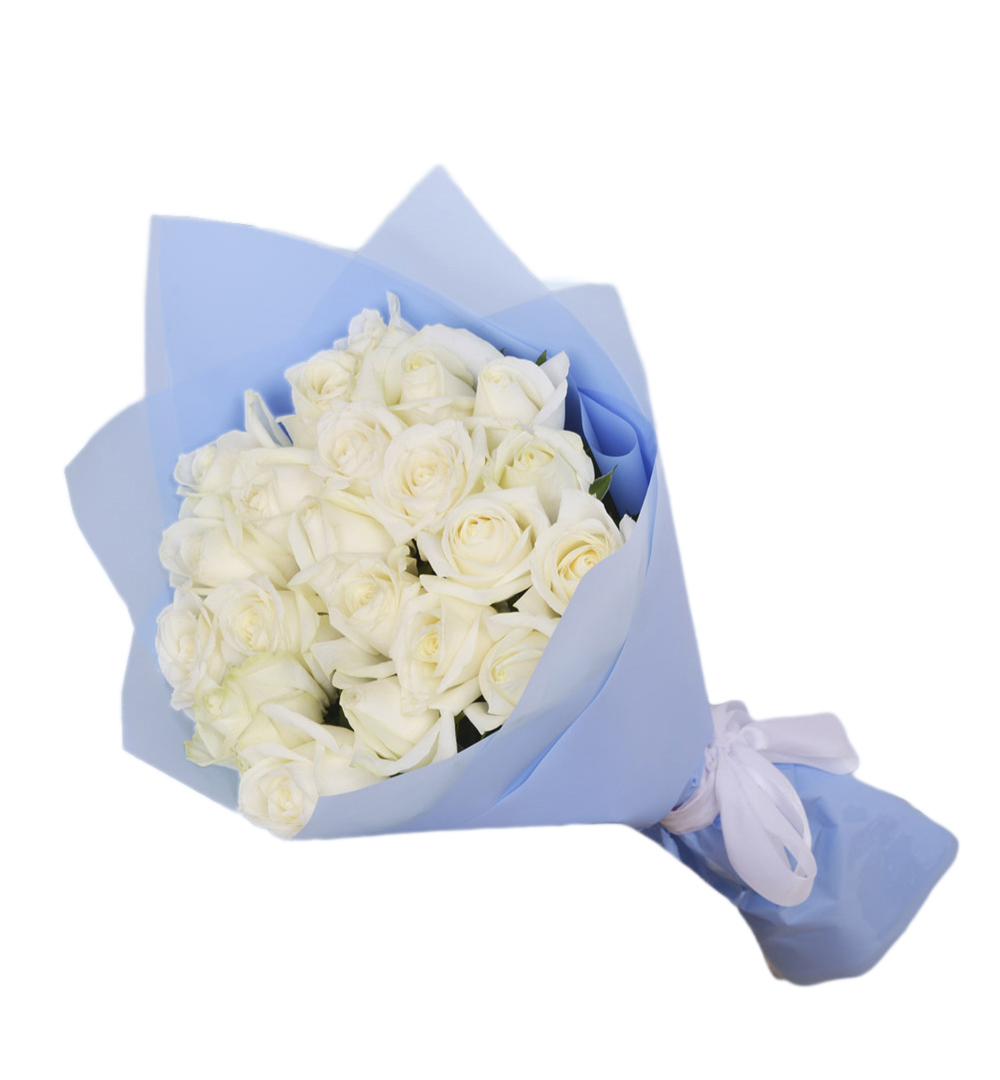 21 белая роза Premium 40 см