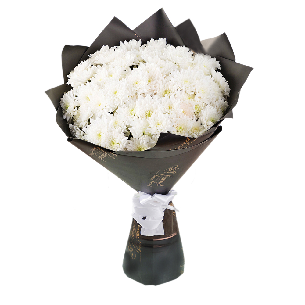 Букет из 15 белых хризантем