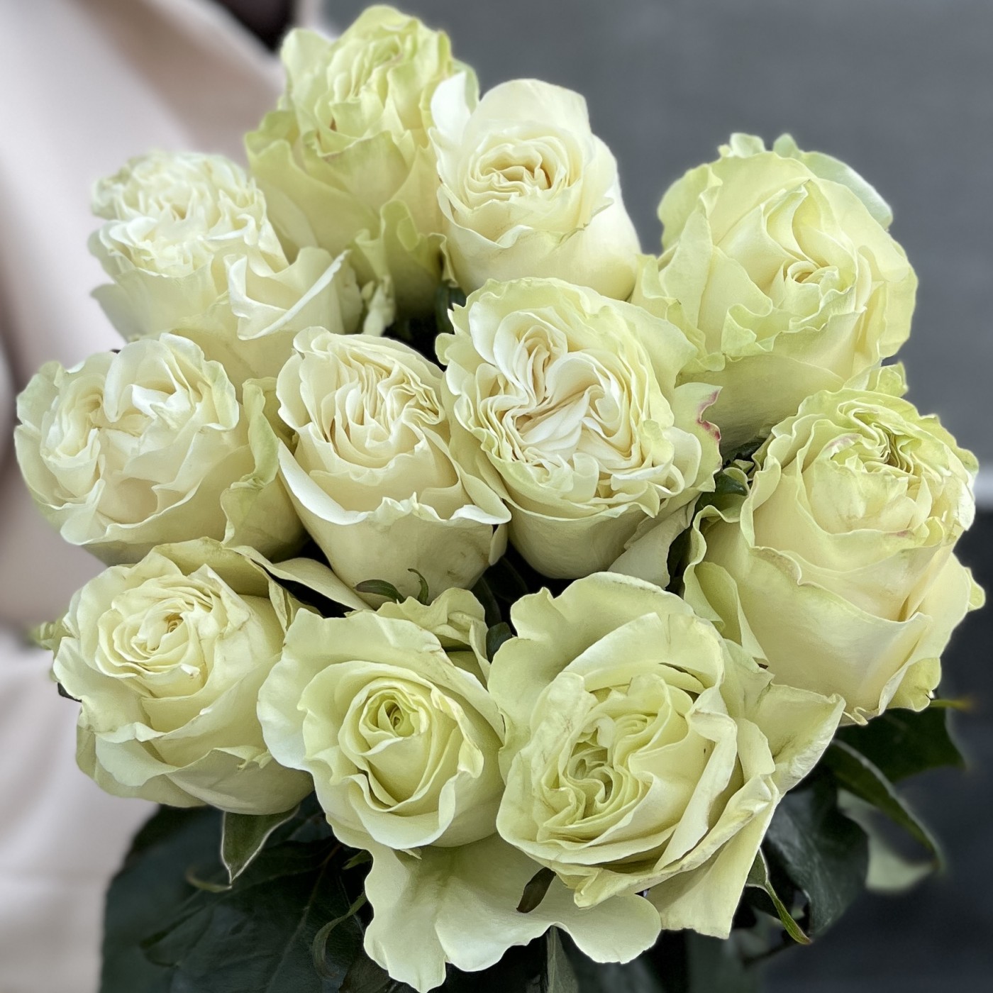 11 белых роз 60 см