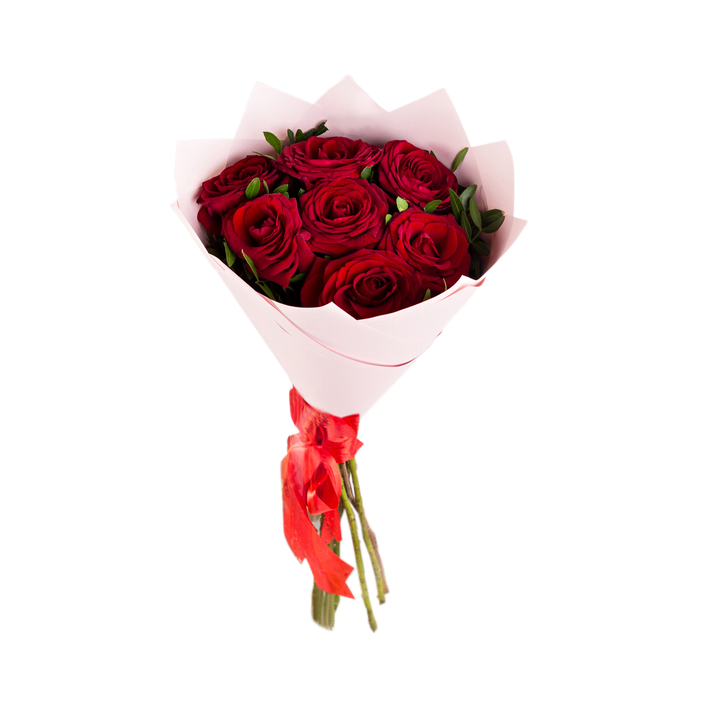 Букет из 7 красных роз 50 см