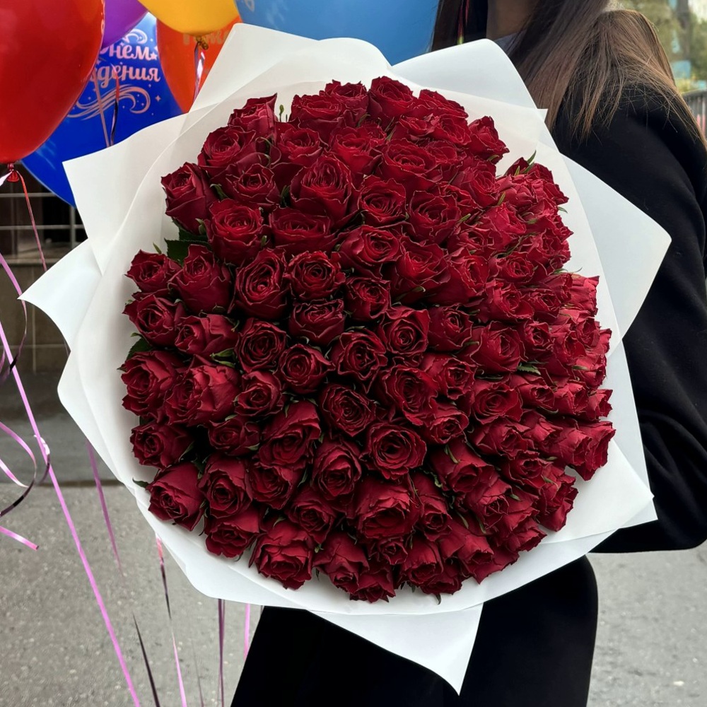 101 красная роза 40 см