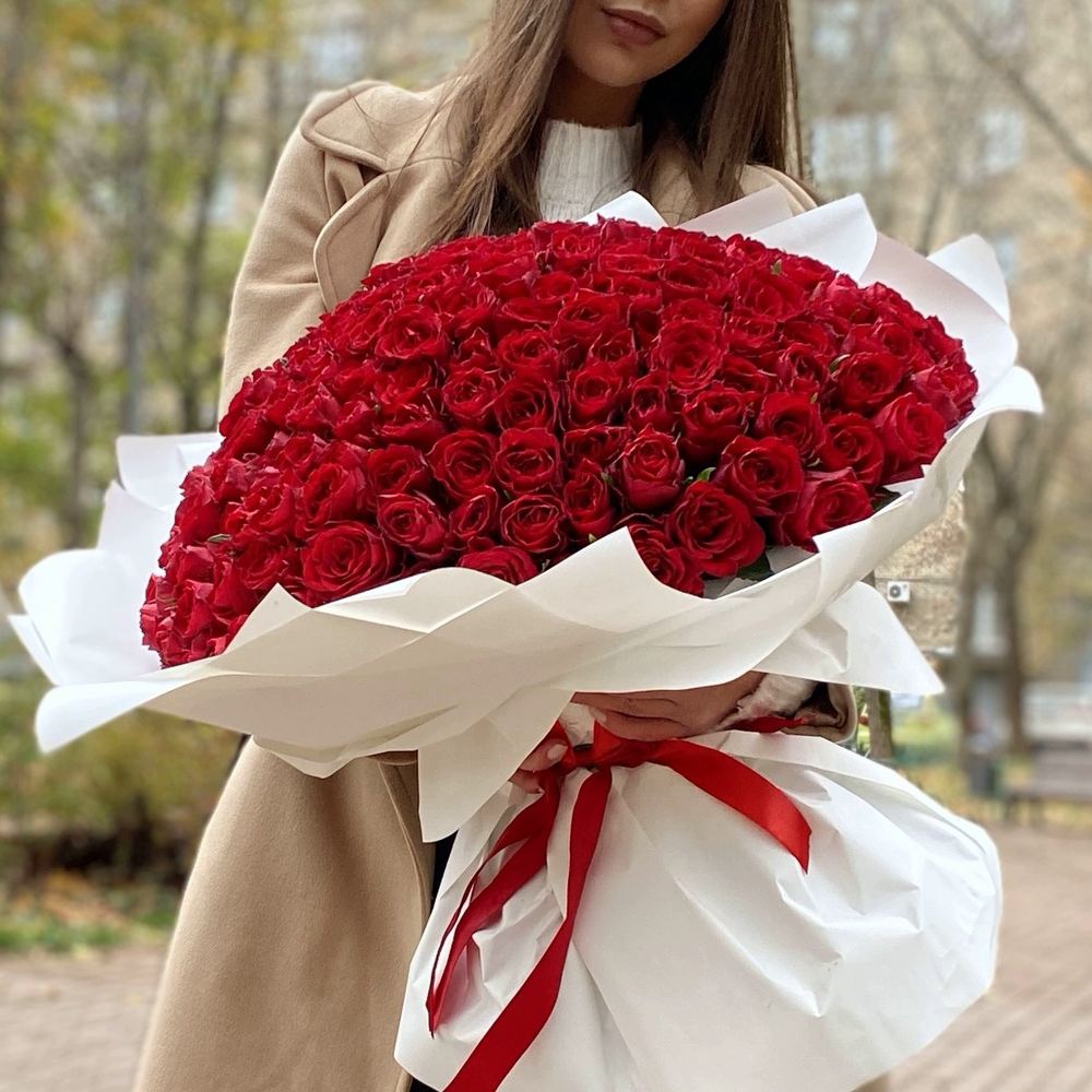 201 красная роза 40 см.