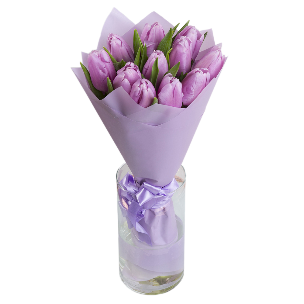 11 фиолетовых тюльпанов