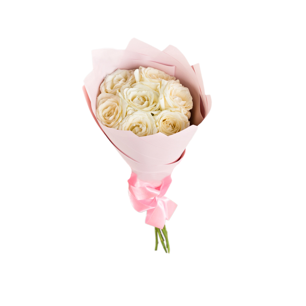 Букет из 7 белых роз 50 см