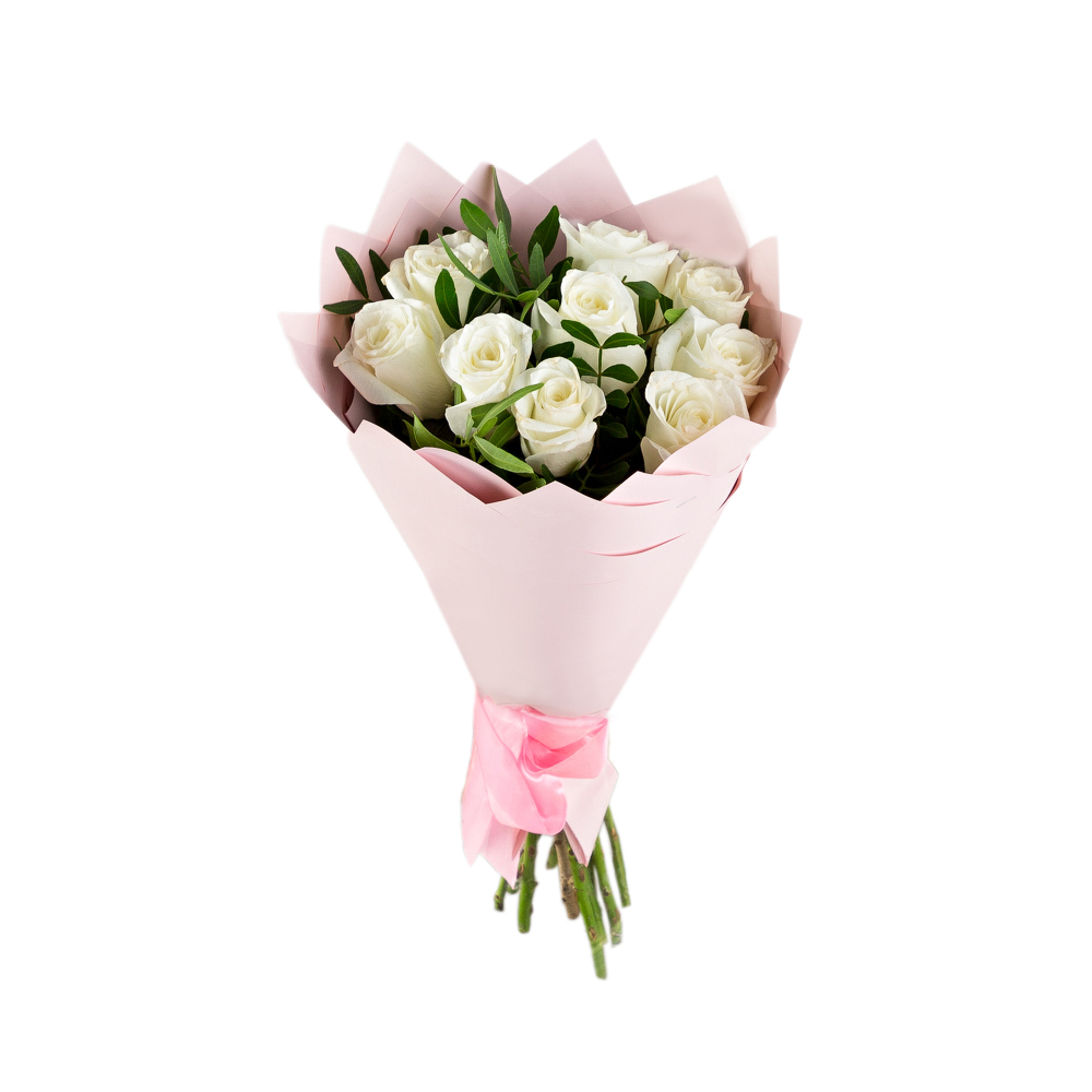Букет из 9 белых роз 40 см