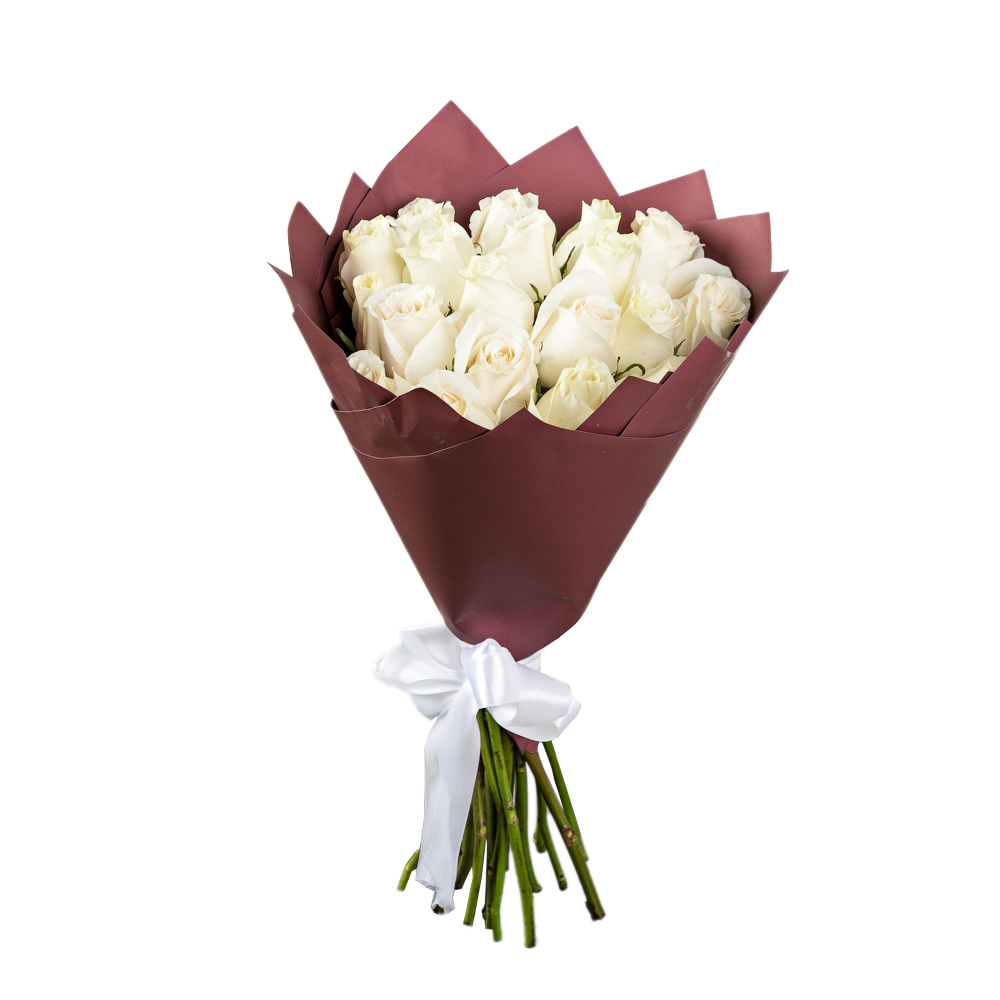 Букет из 19 белых роз 40 см