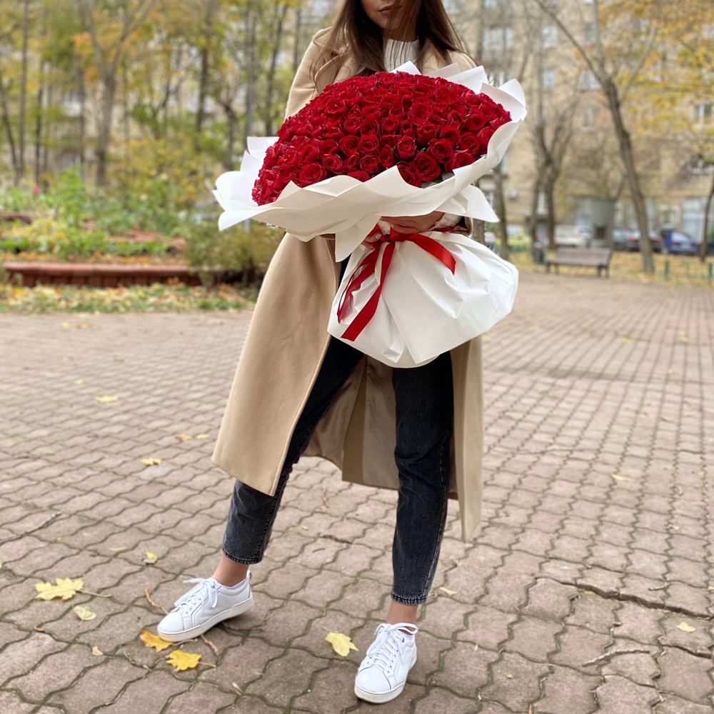 201 красная роза 40 см.