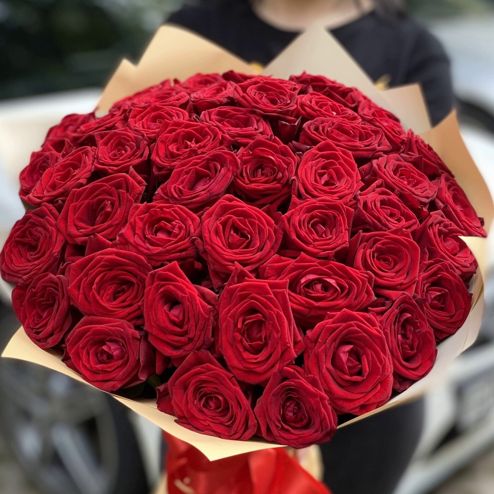 Акция! 51 красная роза 50 см.