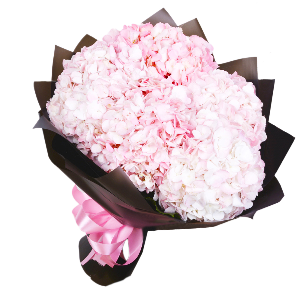 Букет из 5 розовых гортензий