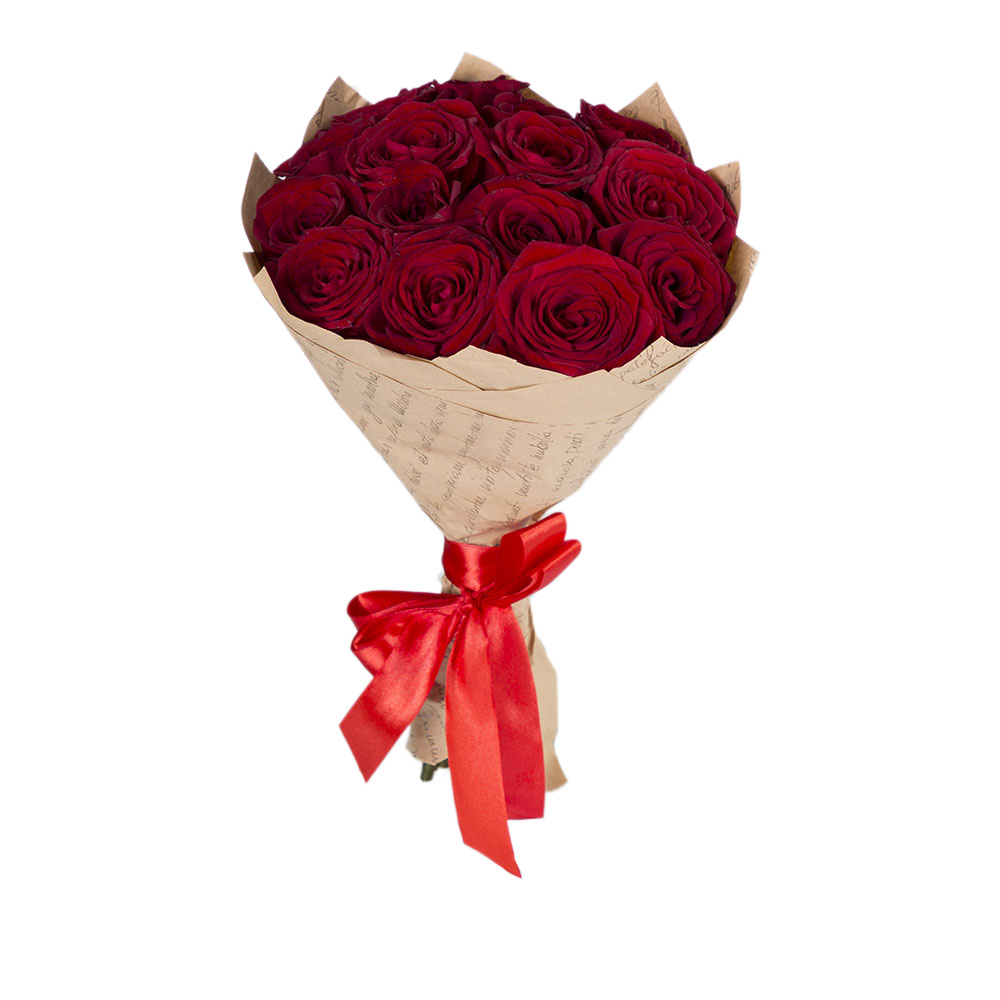 Букет из 15 красных роз 40 см