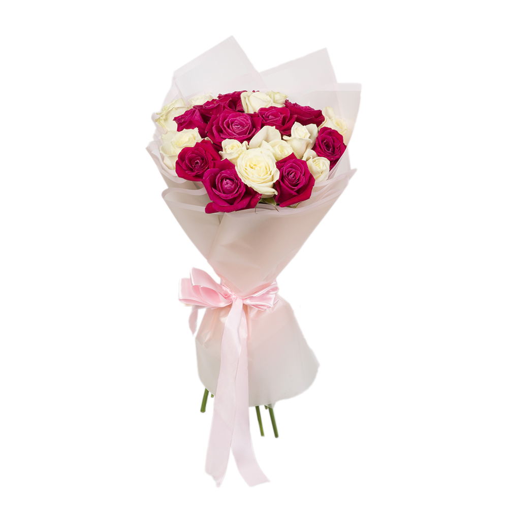 Букет из 21 разноцветной розы