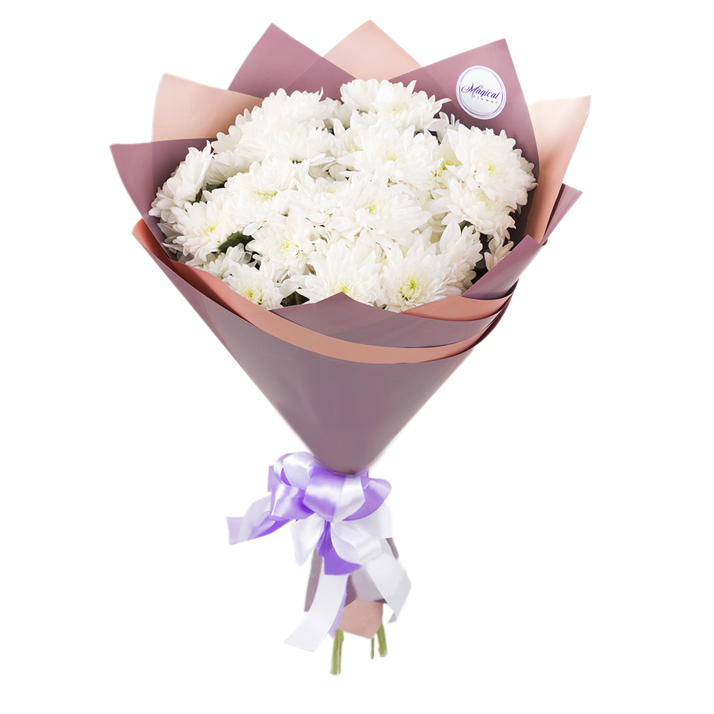 Букет из 5 белых хризантем