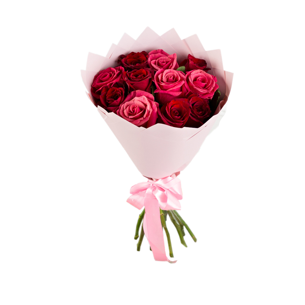 Букет из 11 разноцветных роз