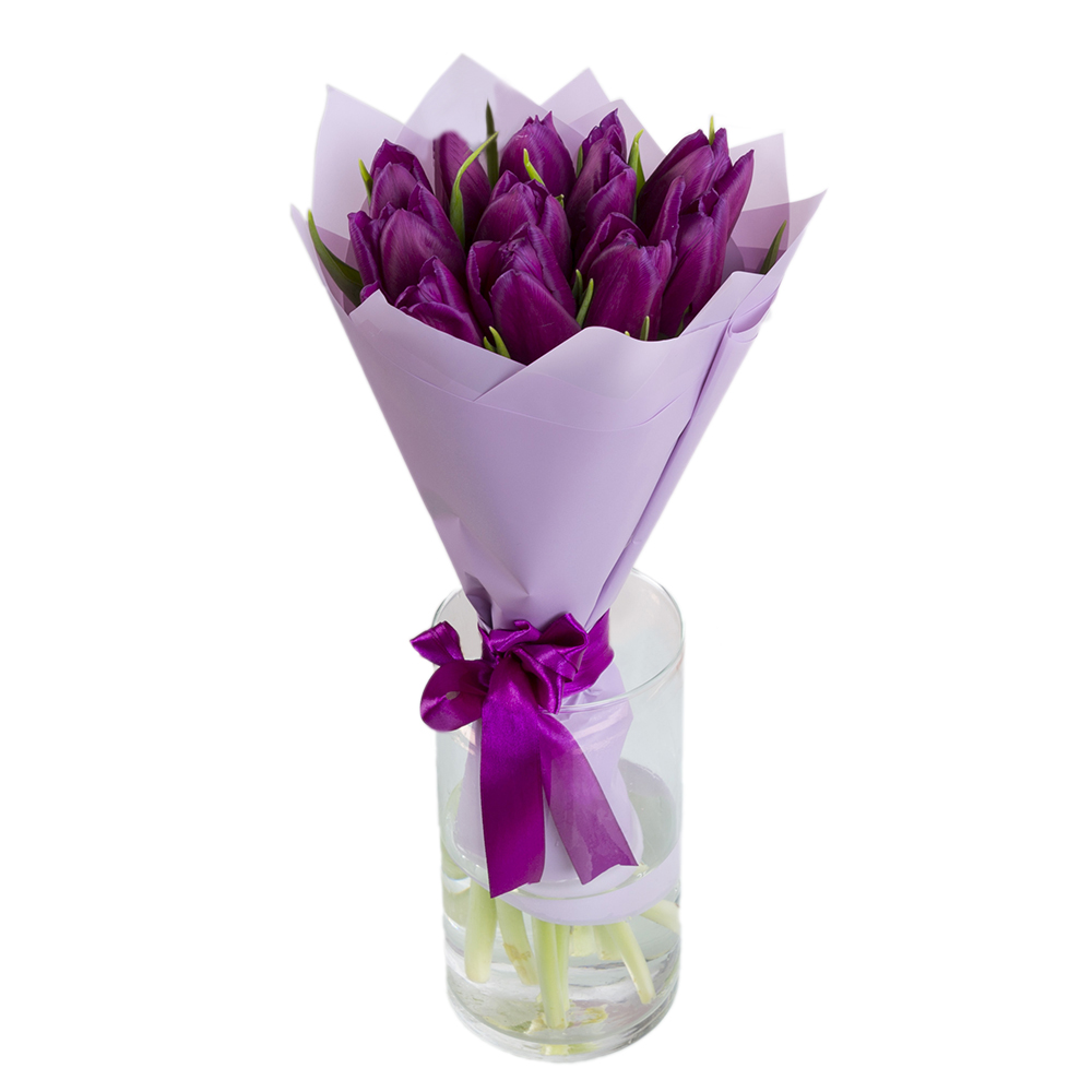 11 сиреневых тюльпанов