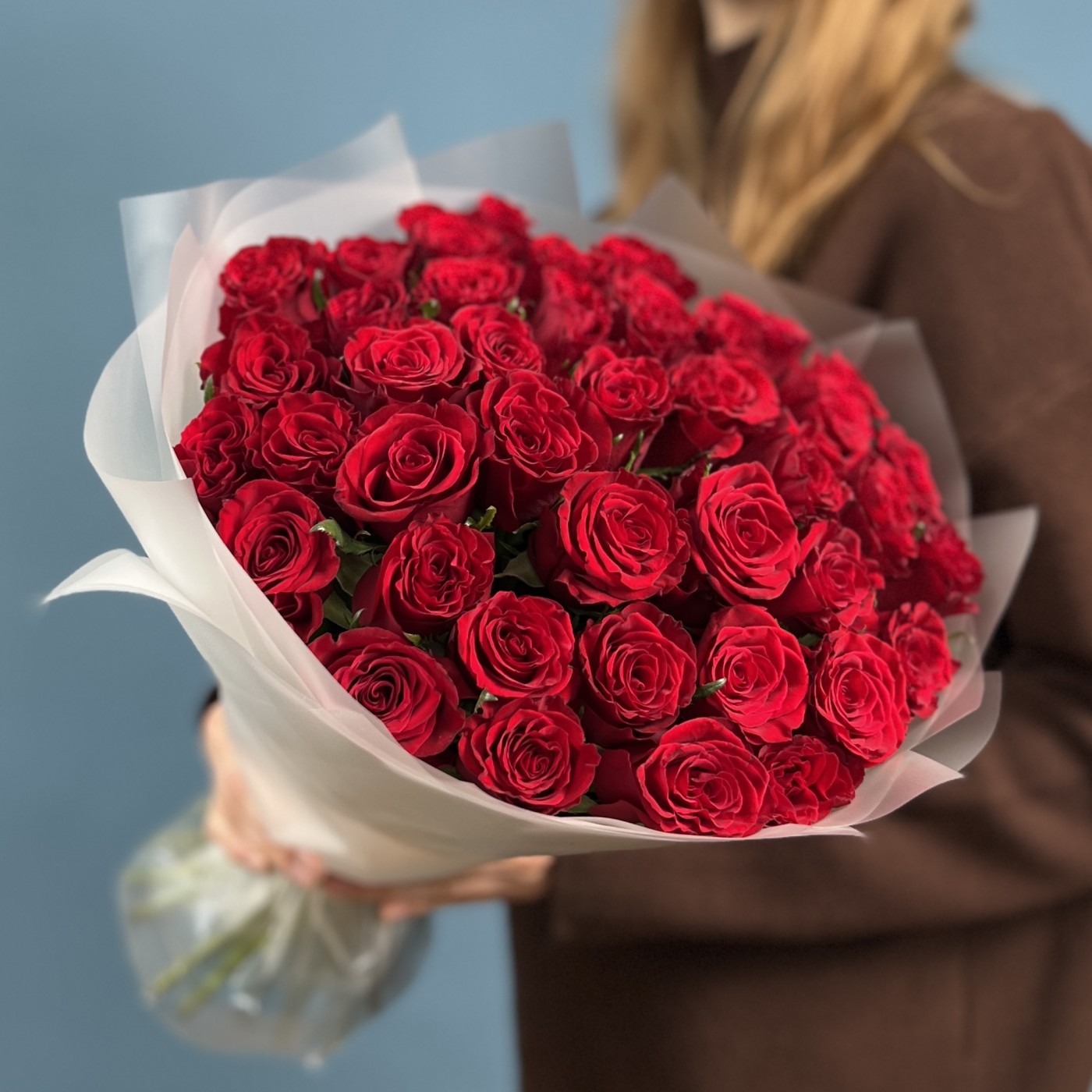 35 красных роз 40 см