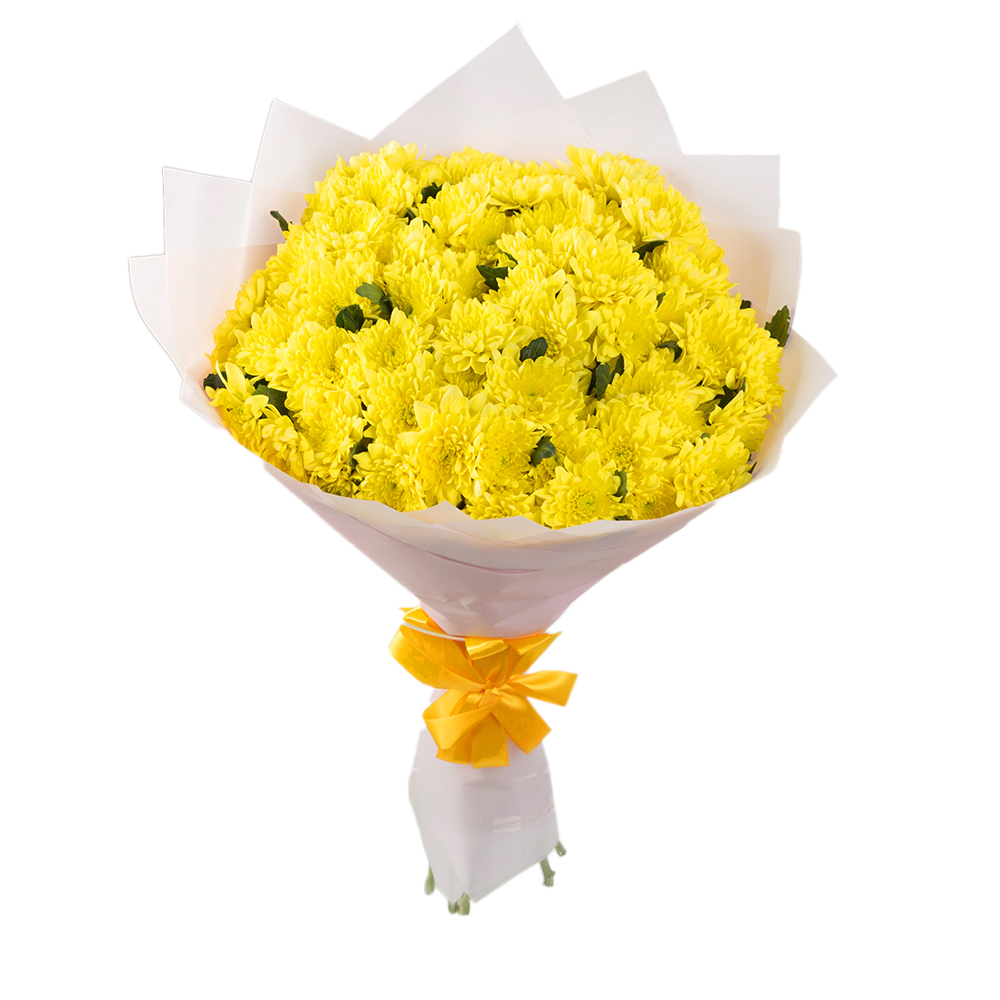 Букет из 15 желтых хризантем