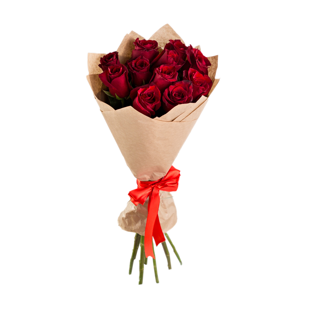 Букет из 11 красных роз 60 см в крафте