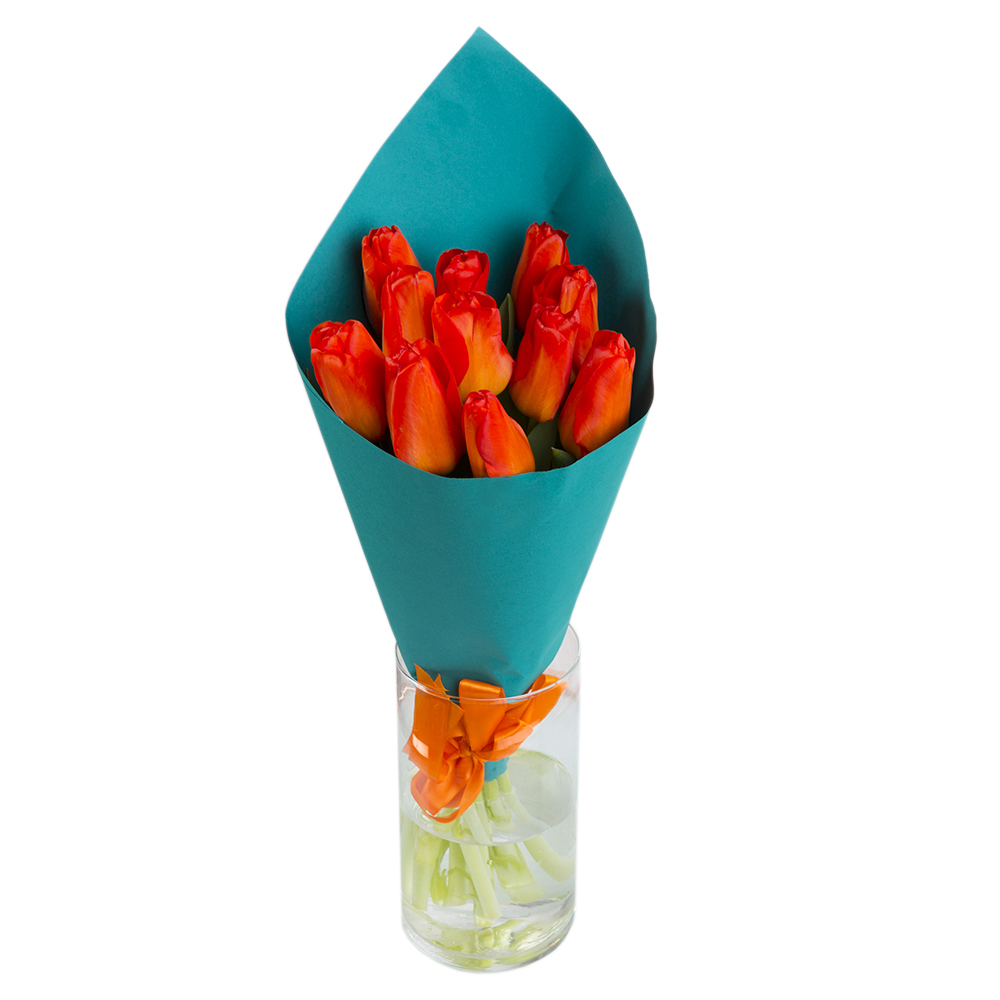 11 оранжевых тюльпанов