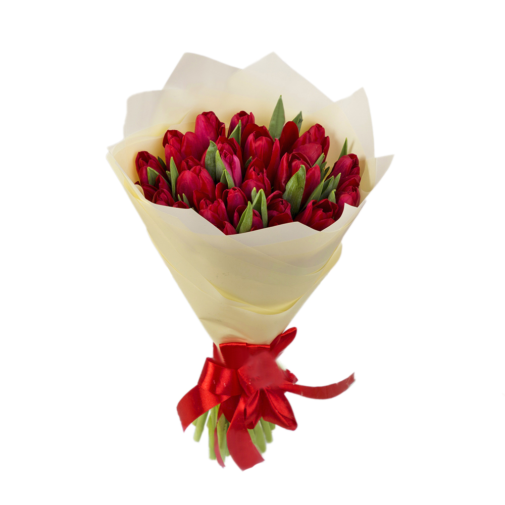 15 красных тюльпанов