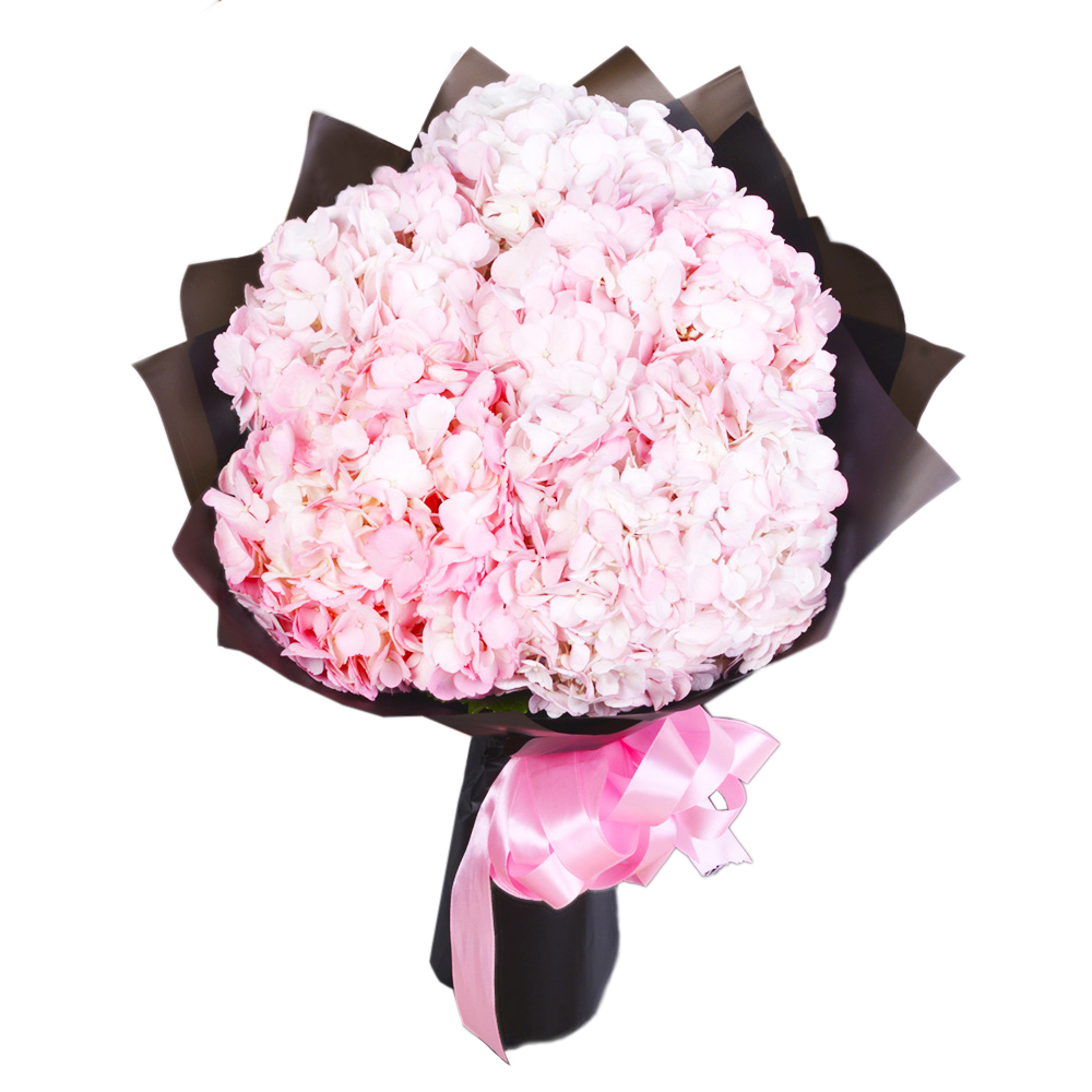 Букет из 5 розовых гортензий