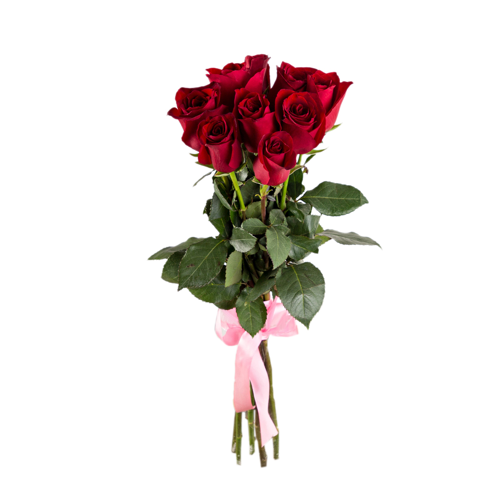 Букет из 9 красных роз 60 см
